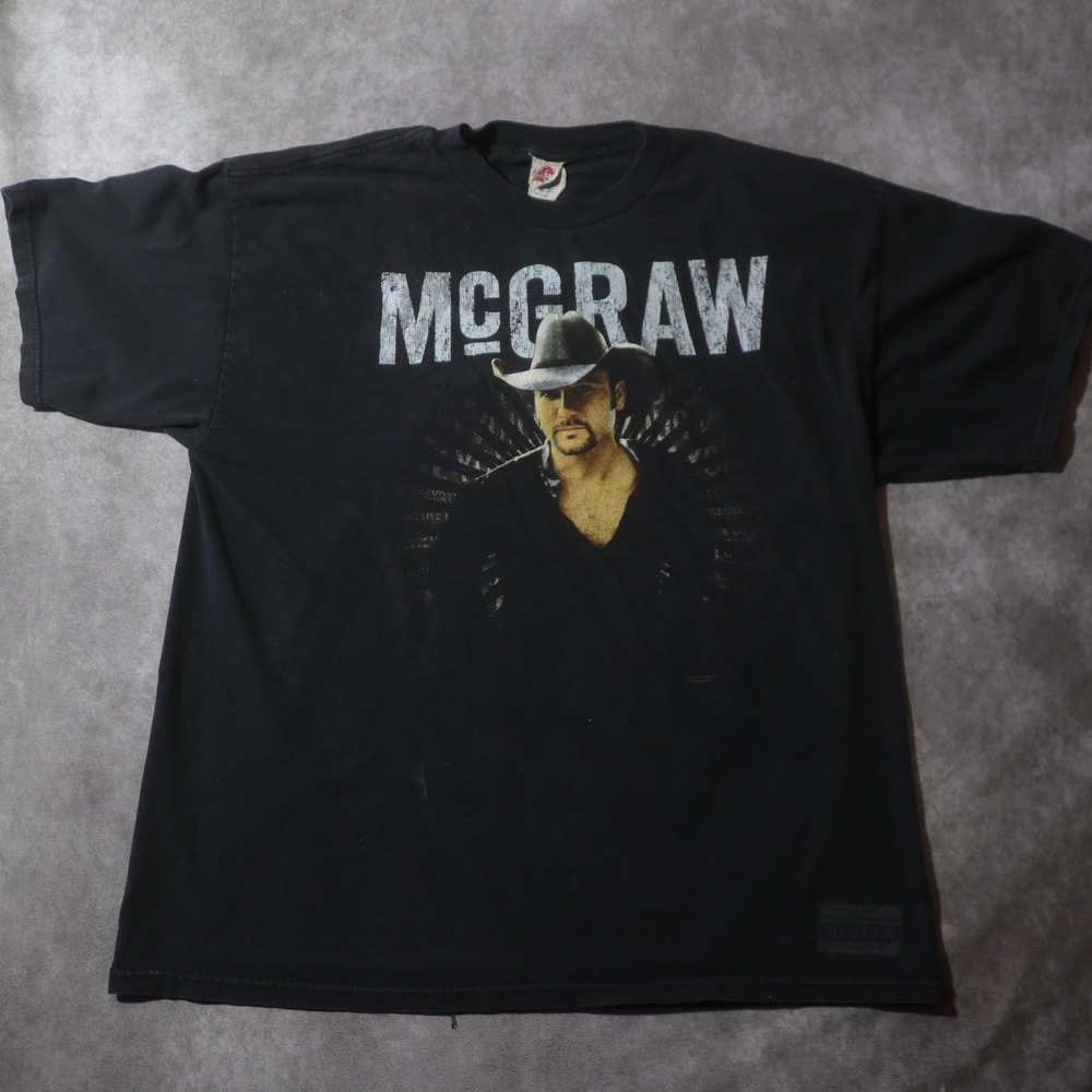 Alstyle Tim McGraw 2008 Tour T-Shirt Mens XL Black Good Live Your Voice Graphic
